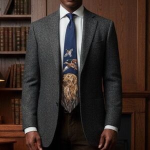 Spencer and Lowe Navy Blue Animal Print Tie